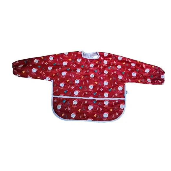Santa Pattern Full Sleeve Waterproof Bib for Feeding or Painting 6-36 months