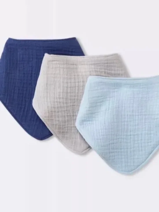Cloud Island 3 Pack Muslin Bandana Bibs 100% Cotton