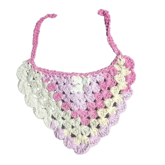 Crochet Baby Bib Handmade Handcrafted Boho Casual Cottagecore Coquette Gifts