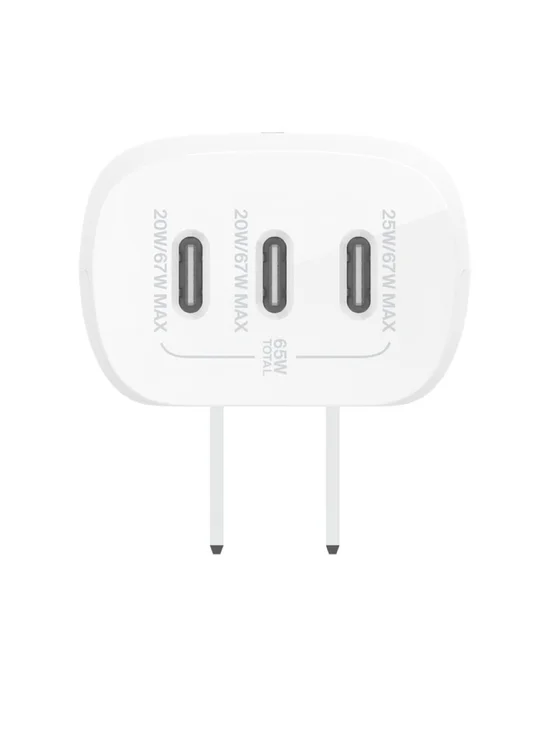 Belkin BoostCharge Wall Charger 3 Port USB-C with PPS 67W in White