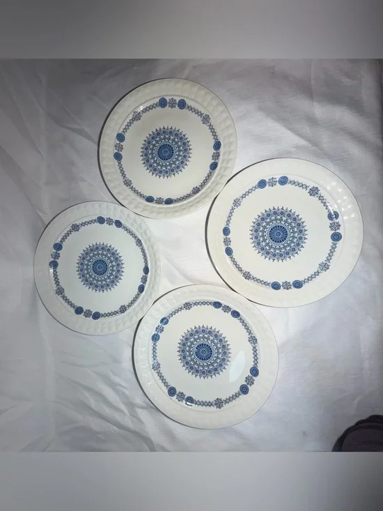 Set of 4 Vintage Pontesa Spain Castilian Chinamoda Blue Mandala 7