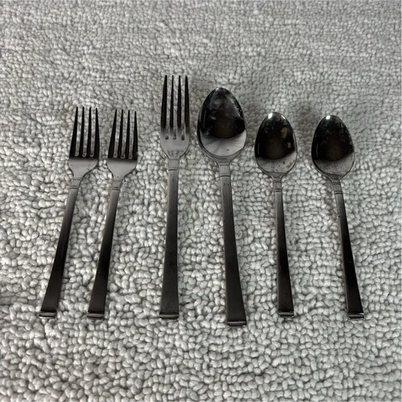 Robie Doric Glossy Stainless Steel Silver Flatware Set 6pcs Forks & Spoons