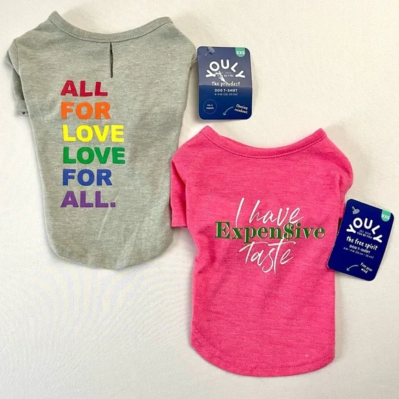 2 Youly Pullover Short Sleeve Stretchy Lightweight Doggie Tee Shirts SzXXS NWT