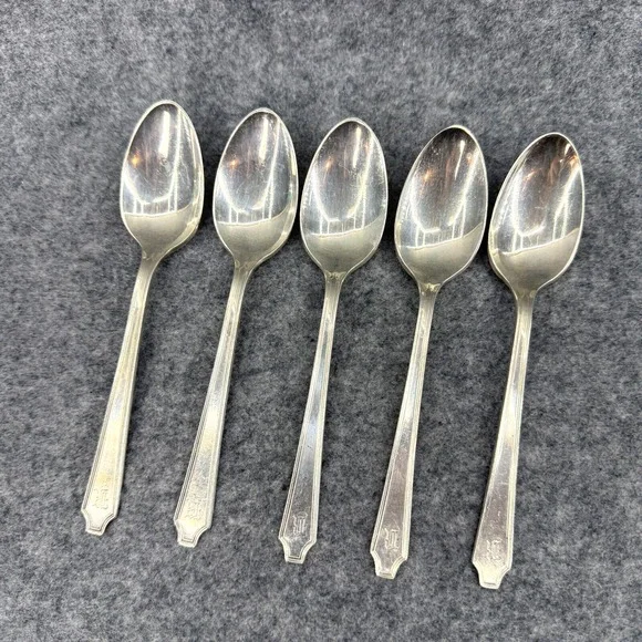 Antique William Rogers‎ And Son 5 Pc Spoon Set 1847 Engraved R Dining