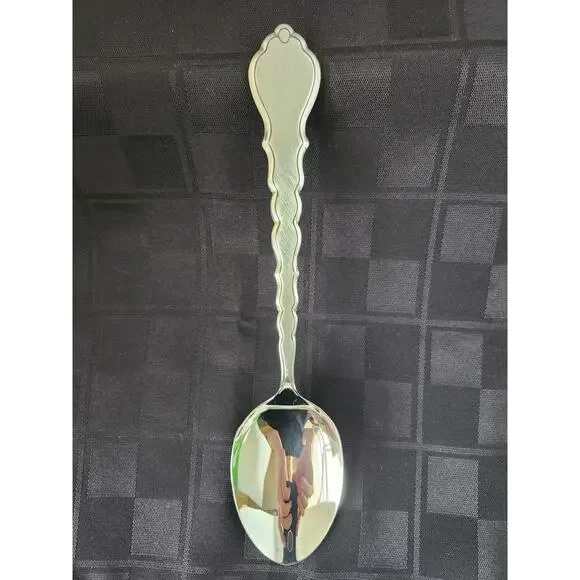 Oneida Community Stainless Cello Solid Serving Spoon Burnished Flatware