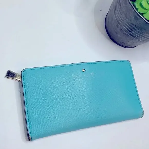 Kate Spade New York Turquoise Blue Snap Close Card Holder Wallet