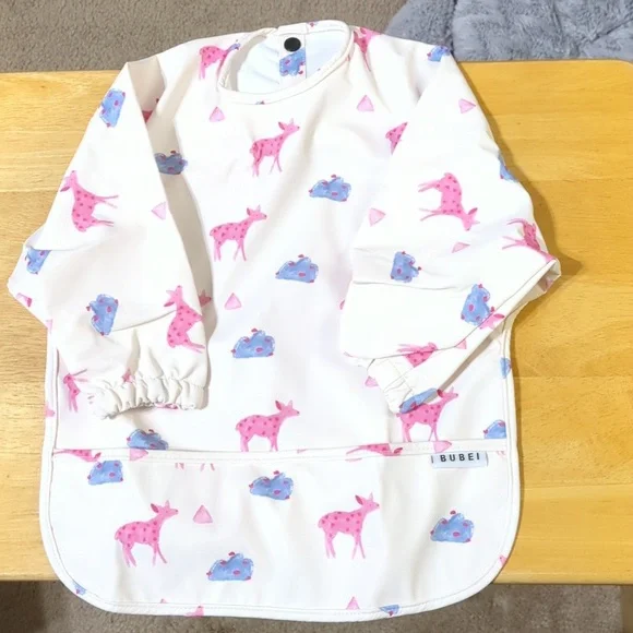 Bubei Mess Proof Baby Bib/smock Deer