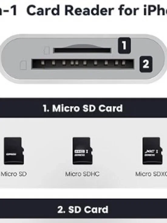 iPhone Card Reader with SD Card Slot & Micro SD Slot