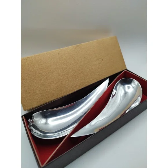 Stainless Curved‎ Salad Serving Spoons Modern Sculptural Dolphin