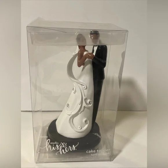 African American Bride & Groom Wedding Cake Topper 7” Resin New