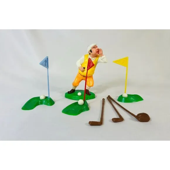Vintage 1974 Wilton Golf Cake Decorating Accessories Club Flag Golfer