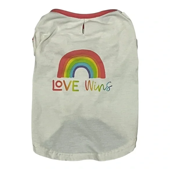 Love Wins Rainbow Dog Shirt sz S