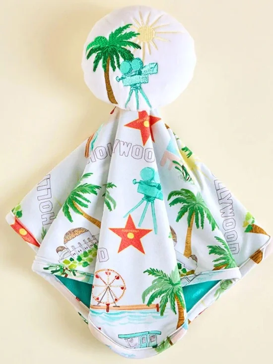Posh Peanut Palm Tree Lovey - White, Green & Red Accents