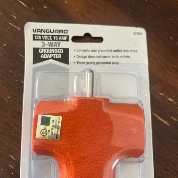Orange 3-Way Grounded Adapter