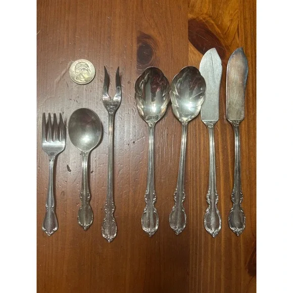 1847 Rogers Bros Reflection Silverplate Flatware Set 7pc Assorted Spoons‎ Forks