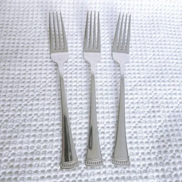 3 Lenox Portola Dinner Forks 18/10 Glossy Stainless Flatware 8 1/4