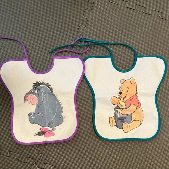 Vintage Pooh and Eeyore baby bibs