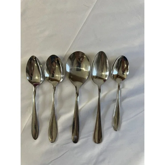 Vintage Stainless Steel Spoons Lot of 5‎ Wallace Oneida USA Silverware