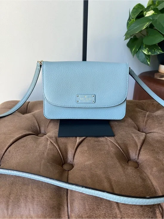 Kate Spade Dusty Blue Pebbled Leather Crossbody