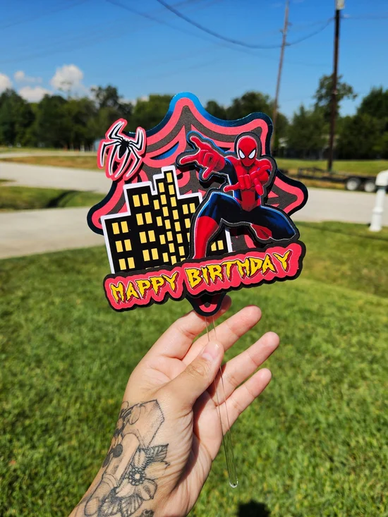 Spiderman Superhero Happy Birthday Cake Topper