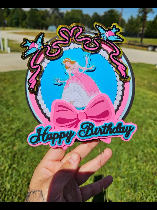 Cinderella Happy Birthday Cake Topper