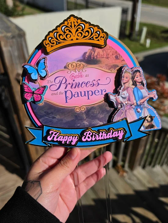 Barbie Princess and the Pauper Happy Birthday Cake Topper