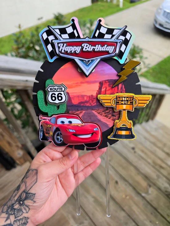 Pixar Cars Lightning McQueen Birthday Cake Topper