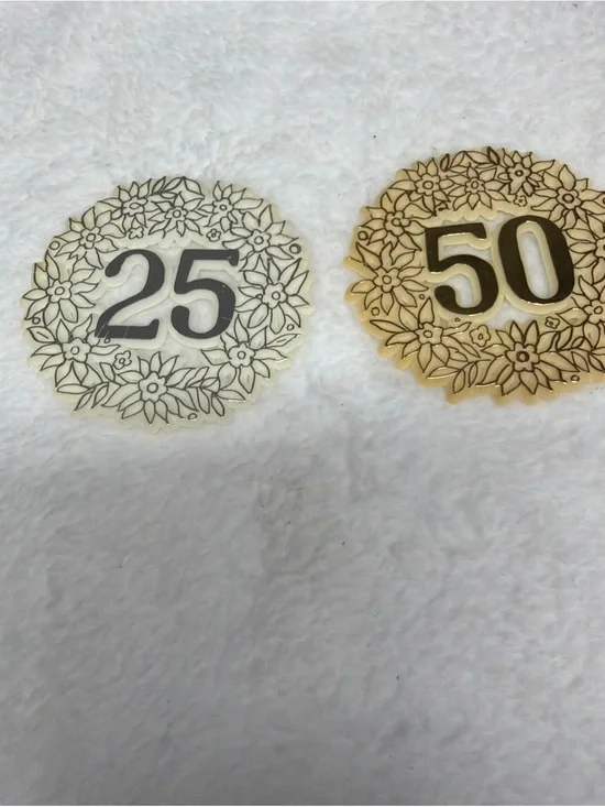 Vintage Cake toppers Numbered Floral - 25 & 50 anniversary picks