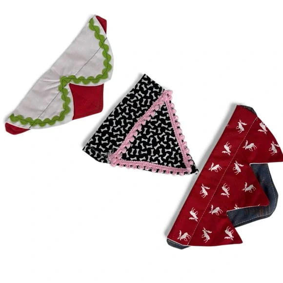 Handmade Christmas Dog Collar Bandanas‎ Set of 3 – Size Small 7