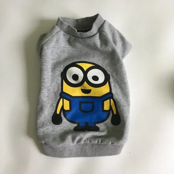 Dog Clothes Disney Minion Character Gray Sweat Short Sleeve Size Large