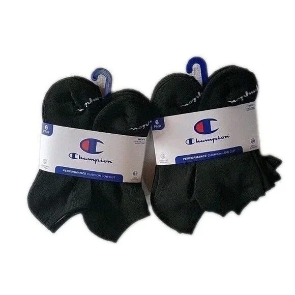 Champion Men's 12 Pairs Cushion Low Cut Black