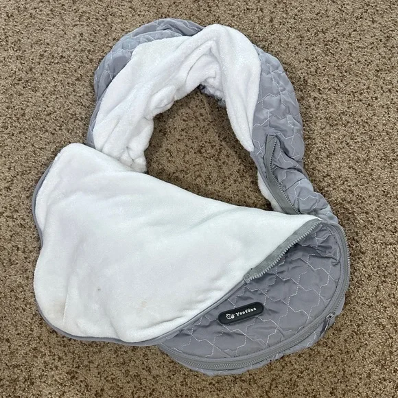 Gray & White Plush Baby Bib