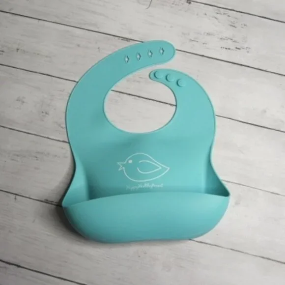 Happy Healthy Parent Silicone Baby Bib Adjustable Feeding Aqua Blue Bird