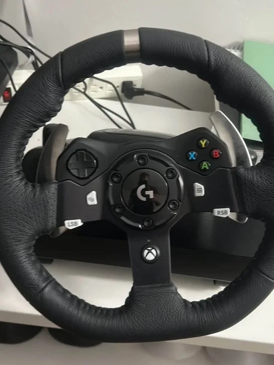Logitech Black Leather Xbox-Compatible Steering Wheel Controller