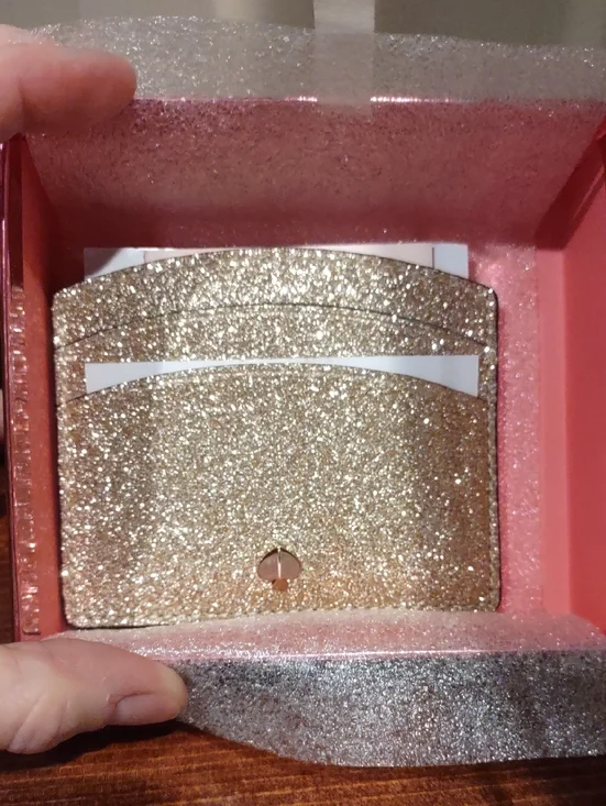 Kate Spade Gold Glitter Credit Card Holder New In box
