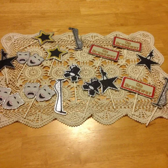 Broadway / Theatre themed cake / cupcake toppers