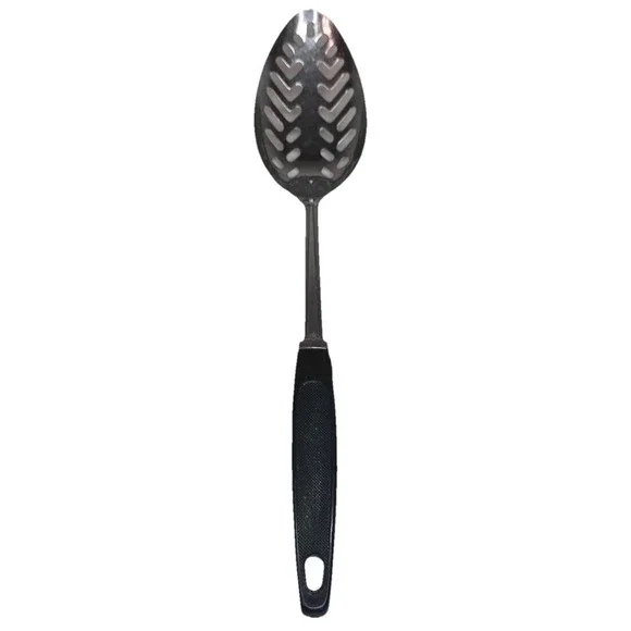 Vintage EKCO Slotted Spoon Stainless Steel Black‎ Handles USA