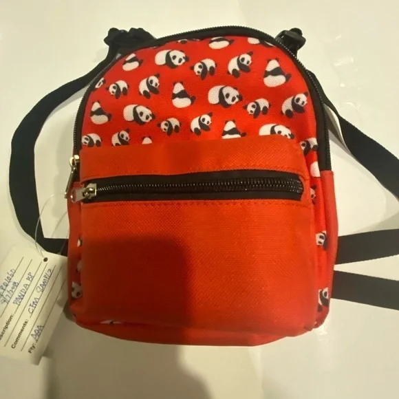 PAW NYC RED DOGGIE BACKPACK WITH PANDAS NEW WITH TAGS