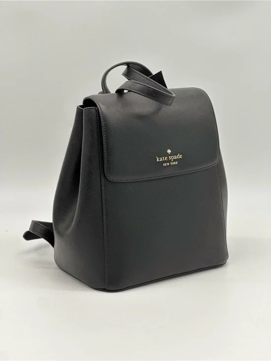 kate spade Black Saffiano Leather Flap Backpack