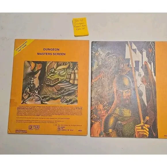 2 Piece rare 1981 TSR Dungeon Masters Screen - Advanced Dungeon & Dragons 9024
