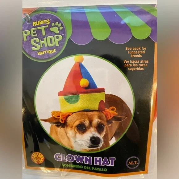 RUBIES PET SHOP BOUTIQUE CLOWN HAT SIZE MEDIUM/LARGE BRAND NEW