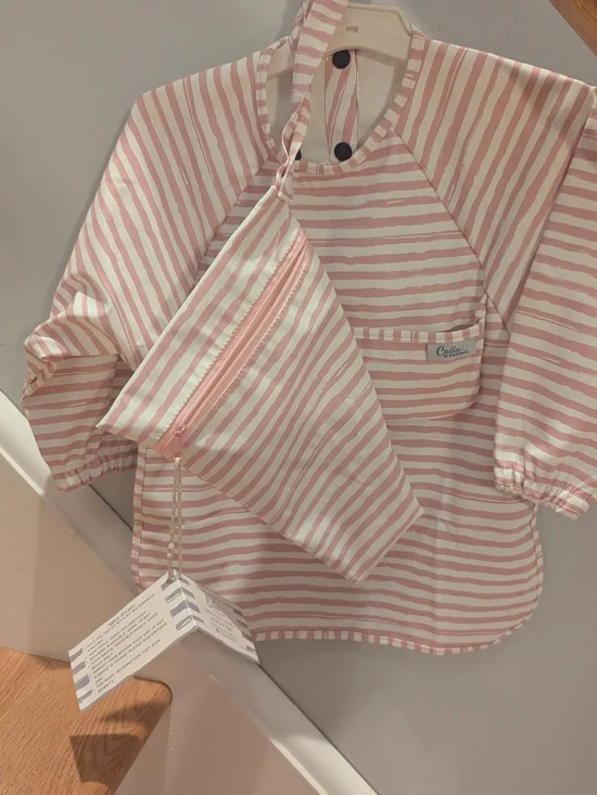 Calla & Friends Striped Pink & White Kids Bib