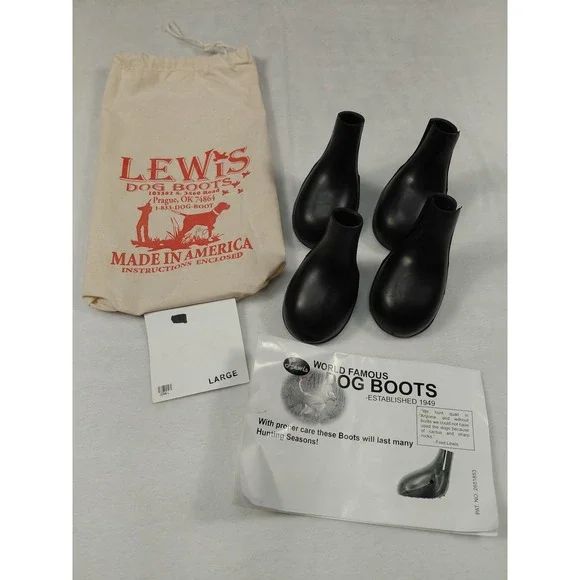 Lewis Rubber Dog Hunting Boots Vented size Large set of 4 with bag