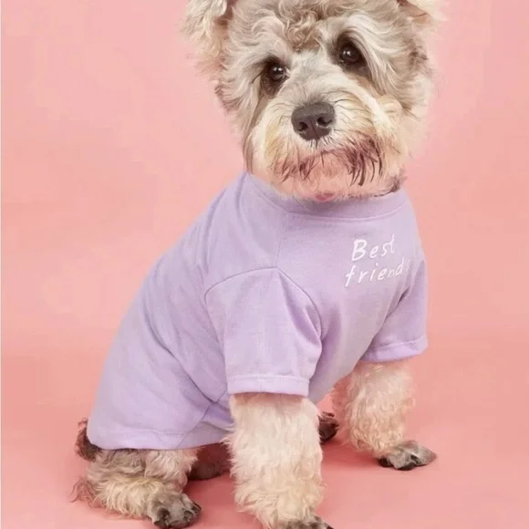 Small Dog Or Cat Pet Tee T-Shirt Best Friends Purple Clothing