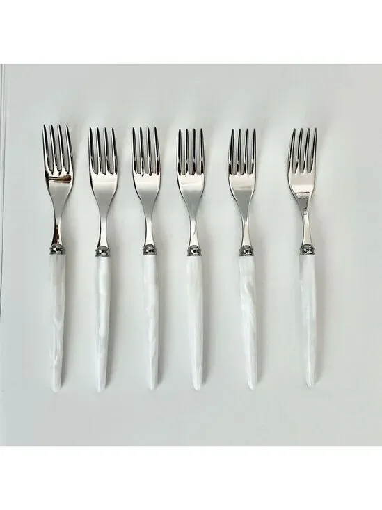 NWOT CAPDECO Elegant Tang White Dining Fork Set of 6