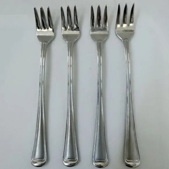 4pc GORHAM Monet Frosted Stainless Cocktail/Seafood Forks 5 1/2” Glossy 18/8