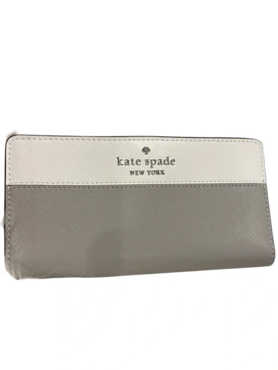 Kate Spade Colorblock Saffiano Leather Wallet in White & Light Gray
