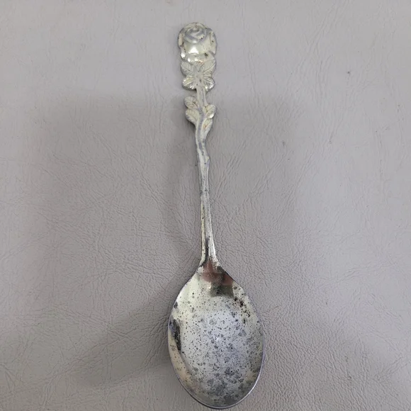 Vintage Rose Top Gold Tone Spoon Japan