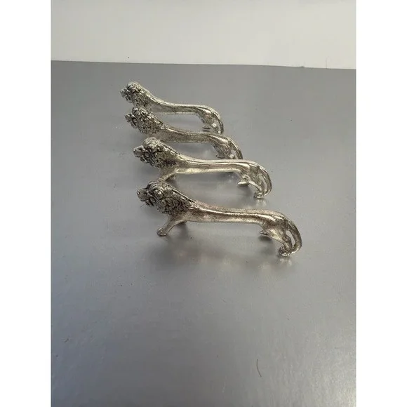 Vintage Silver Plated Lion Figurine Knife Rests - Set of 4