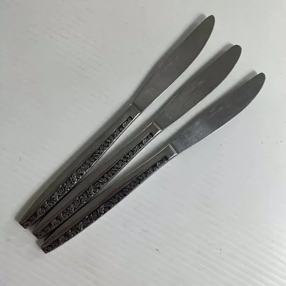 Vintage Coventry Bouquet Stainless Steel Lot of 3 Knives Flatware Japan